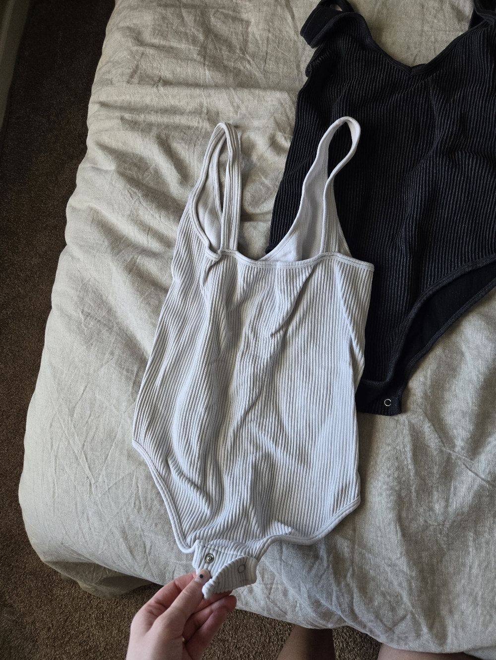 Aura Ribbed Black + White Halter Bodysuit Bundle